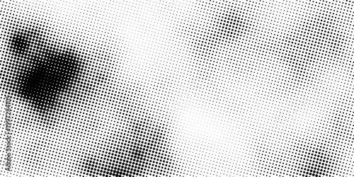 Grunge halftone gradient background. Faded grit noise texture. White and black sand wallpaper. Retro pixelated backdrop. Anime or manga style comic overlay. Vector graphic design textured template