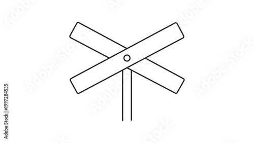 Canvas-taulu Railroad Crossing Sign Minimalist Black Line Vector Icon with Editable Stroke