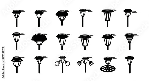 Collection of garden pathway lights silhouettes.