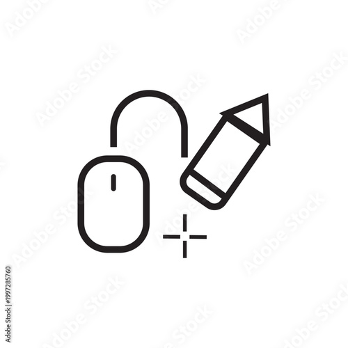 Mouse Pen Tool Icon | Graphic Design Outline Vector