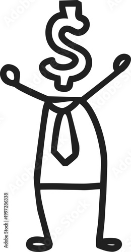 Business Man with Dollar Sign Head