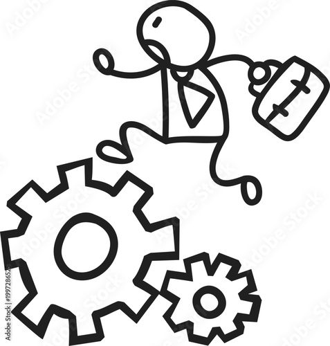 Businessman Walking on Gear