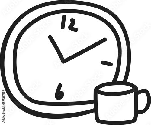 Analog Clock with Coffee Cup