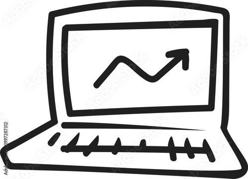 Laptop Showing Upward Arrow Graph