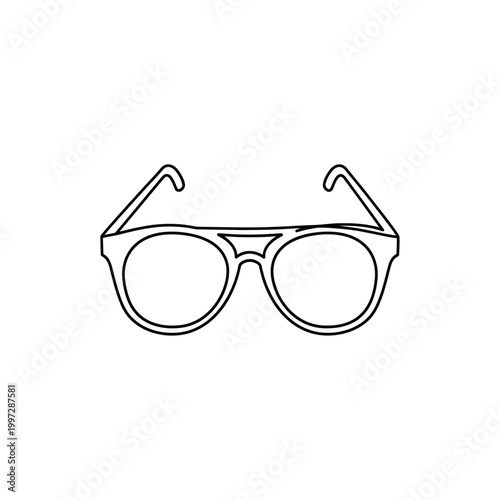 Outline drawing of classic round frame eyeglasses.