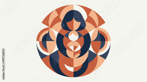 Abstract geometric design representing the strong bond of a mother and child, symbolizing family unity and maternal love through a modern, stylized illustration