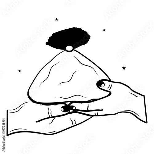 sharing blessings on eid ul adha concept, hands of kindness and generosity vector icon design