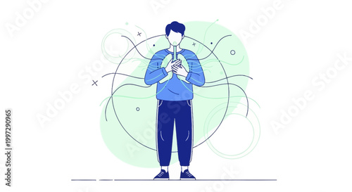Man holding lungs illustration, respiratory health, breathing concept, medical care, clean air