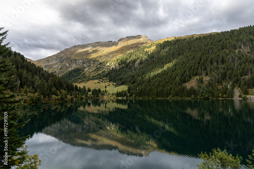 High-altitude Saint-Guerin lake in the Beaufortain massif,  Savoie, French Alps