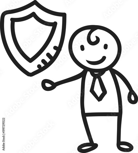 Businessman Protecting Asset with Shield