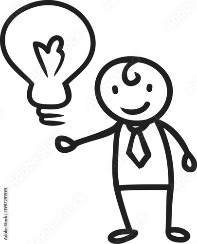 Businessman Holding Glowing Lightbulb Idea