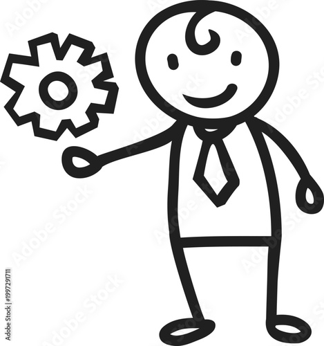 Businessman with Gear on Palm