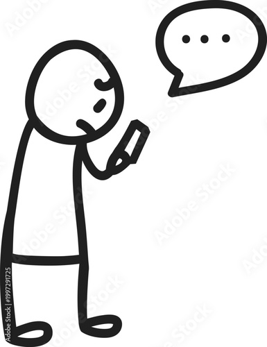 Person Holding Smartphone with Speech Bubble