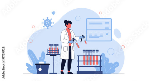 Scientist analyzing blood samples in laboratory, coronavirus research, medical testing