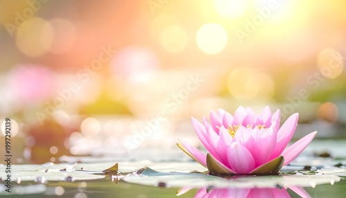 Pink lotus blooms softly