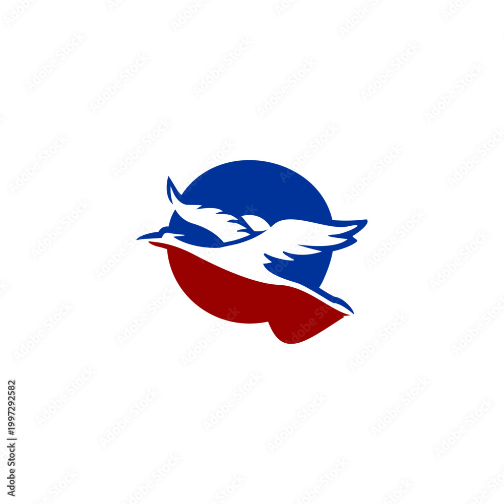 Fototapeta premium Modern monochrome vector logo featuring a flying crane fused with an alphabet letter Q, ideal for corporate branding, logo identity, and minimalist visual design.