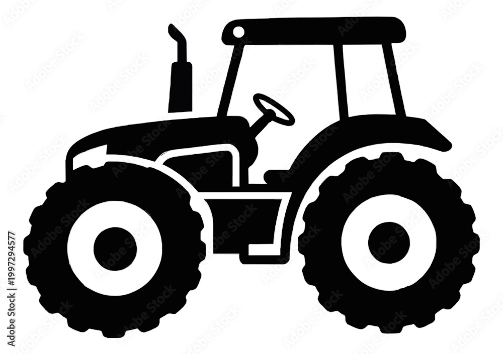 Obraz premium Tractor Outline Icon in Simple Line Art Style