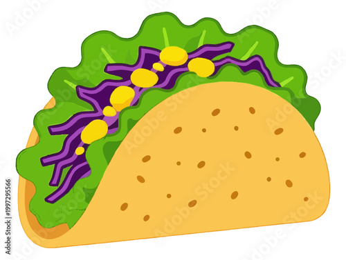 Vibrant Taco with Green Salsa Vector Icon Illustration