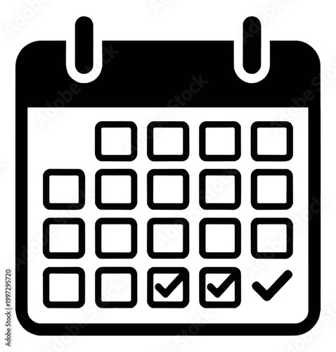 Wall Calendar with Checkmarks Flat Vector Icon