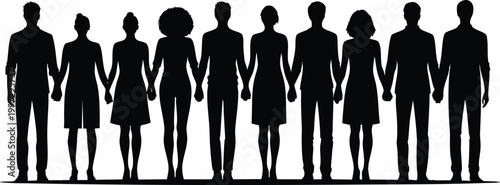 Diverse group of people holding hands symbolizing unity and community isolated on white background for concept design