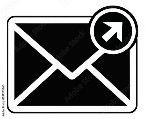 White Envelope with Arrow Symbol Line Icon