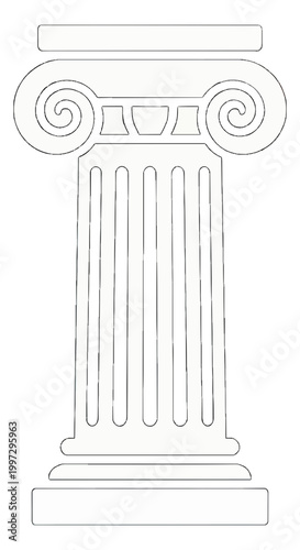 White Ionic Column Vector Icon