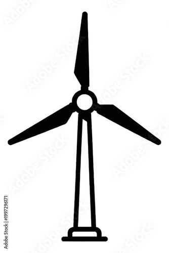 Wind Turbine Generator Vector Icon Design for Renewable Energy