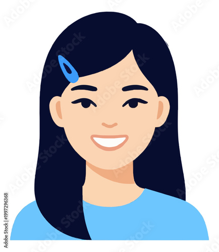 Woman Profile Icon with Sparkling Hair Accessory Glyph
