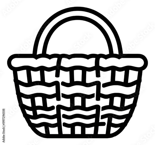 Woven Basket Icon Vector Illustration Simple Design