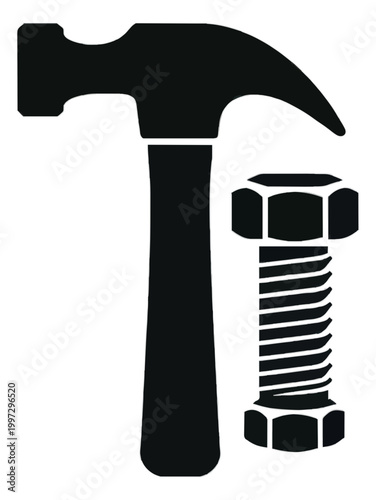 Wrench and Nut Set Vector Icon for Industrial Tools