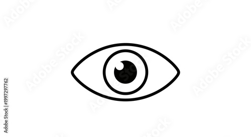 Minimalist Eye Icon Outline - Vision and Observation Symbol