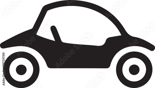 Old model classic car black icon. Flat vector illustration