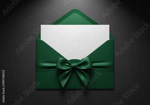 Elegant gift voucher envelope with ribbon bow minimal design card