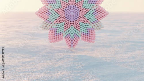 Pastel Snow Mandala Winter Background – Soft Minimal Hygge-Inspired Design
