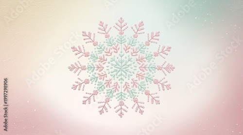 Pastel Snow Mandala Winter Background – Soft Minimal Hygge-Inspired Design
