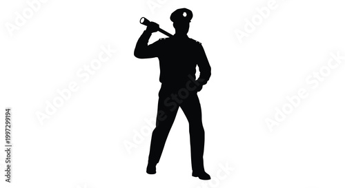 A dark silhouette of a man with a telescope standing in a classic pose silhouette