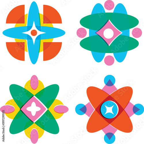 Nature inspired flat blossom graphics for seasonal marketing and logo design vector