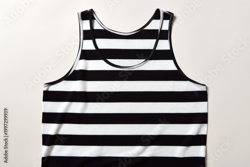 Black and White Striped Tank Top on a Plain Background Ready for Casual Wear