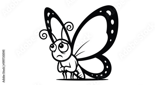 Quadro su tela Sad butterfly with big eyes looking down.