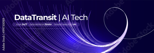 Data Transmission Stream, Neon Twisted Lines, Digital Information Transfer Visual for Scientific Research, Biotech Medtech Innovate, Information Communication AI Technology. Vector Illustration