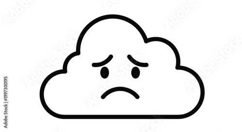 Quadro em tela Sad cloud with frowning face emoticon.