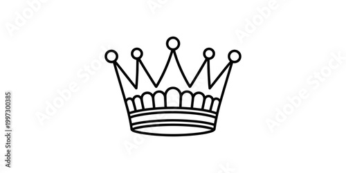 Simple black line drawing of a crown icon Vector, illustration