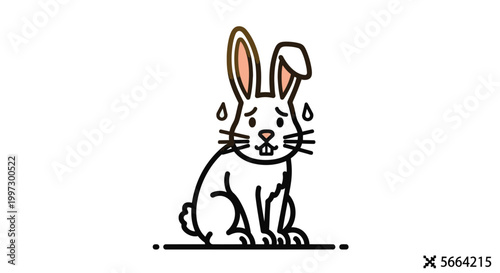 Fotografie Sad rabbit with tears crying alone.