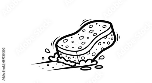 Sponge with water drops illustration.