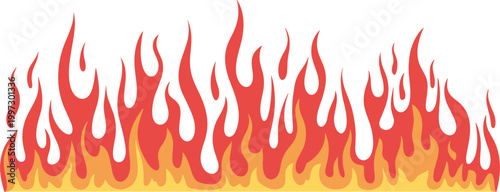 Professional illustration of a vibrant red and orange fire flame border for heat energy and hot blaze concept vector