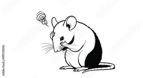 Thinking mouse with light bulb idea.