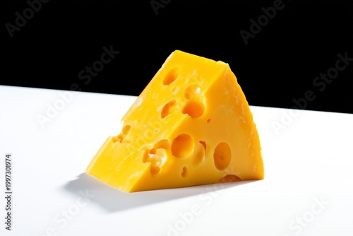 Yellow Cheese Sits on a White Surface With a Dark Background During a Studio ...