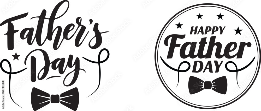 Fototapeta premium Father's day calligraphy designs with bow ties silhouette style