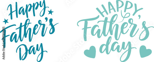 Festive father's day watercolor typography with hearts and stars a celebration silhouette