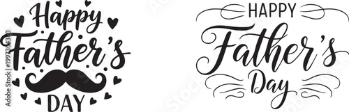 Happy father's day calligraphy designs with mustache silhouette
